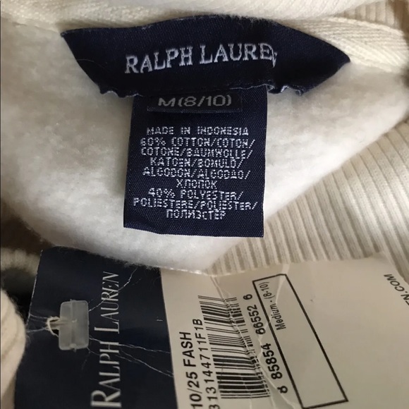 NEW Ralph Lauren Youth Girls Tunic Sweatshirt -IVORY- Dress Size Medium - Picture 9 of 9